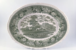 Adams - English Scenic - Green - Oval Platter - 13" - The China Village