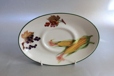Royal Worcester - Evesham Vale - Sauce Boat Stand - 7 1/2" (Sweetcorn, Blackcurrants, Redcurrants) - The China Village